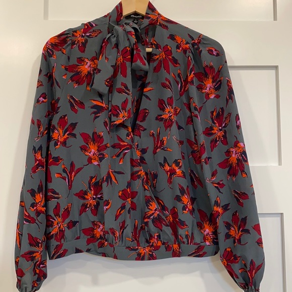 Madewell Silk Tie-Neck Wrap Top in Winter Orchid - Picture 5 of 8